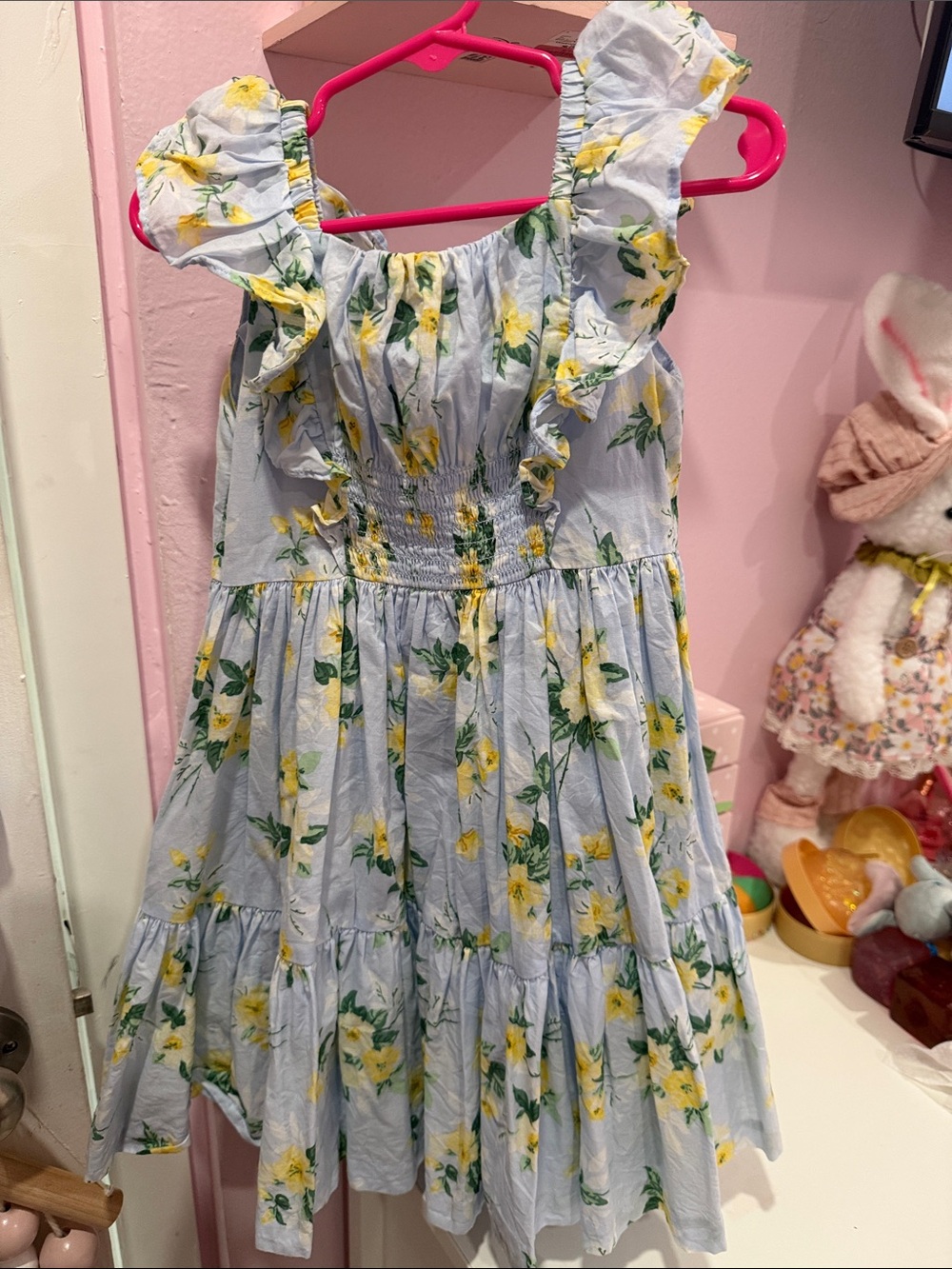 Janie and Jack Light Blue Dress with Yellow Floral Print